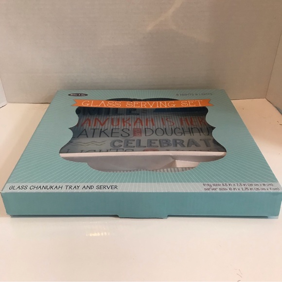 Rite Lite 8 nights, 8 lights Chanukah Glass Tray & server - Picture 3 of 5